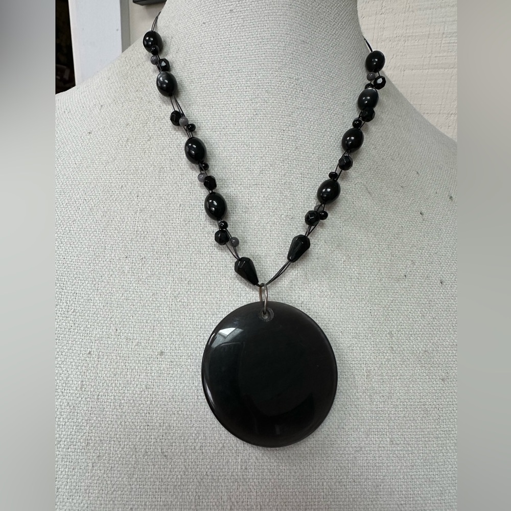 Minimalist black gray infinity style necklace